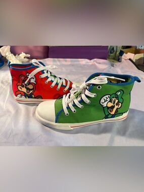 Nintendo Red Blue Kids Sneakers with Super Mario Graphic